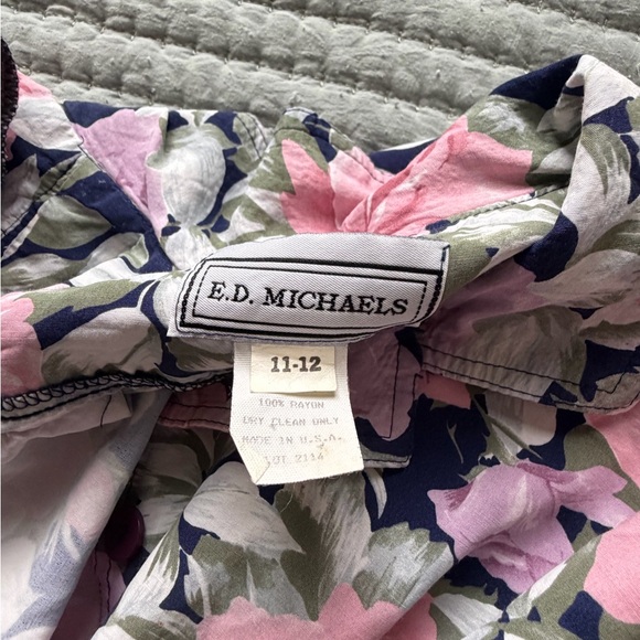 Vintage E.D. Michaels Pink, Purple, and Blue Floral Midi Dress - Picture 9 of 13